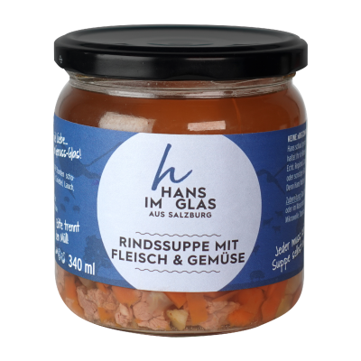 Rindssuppe mit Fleisch und Gemüse